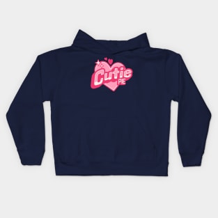 Cutie Pie Sparkle Pink Heart Badge Kids Hoodie